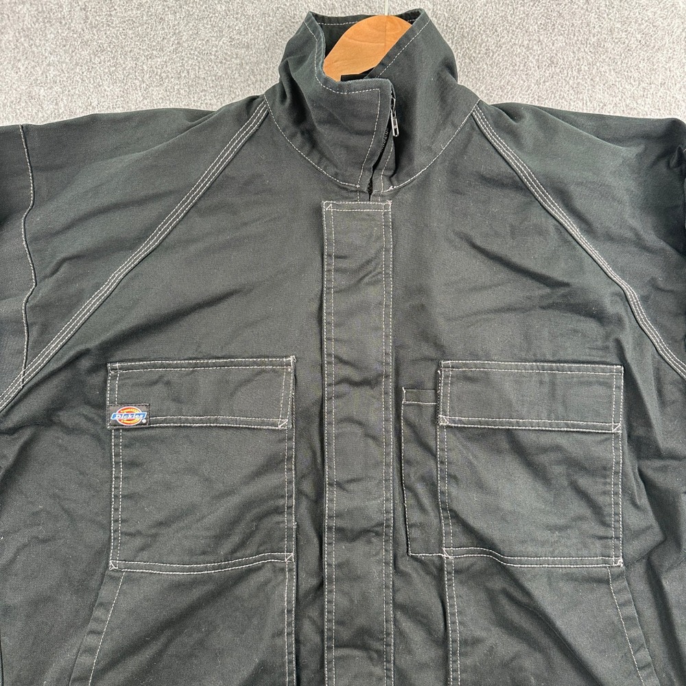 Dickies Jacket Mens XL Black Work Utility Full Zip Contrast Stitch Cotton Coat - Picture 3 of 9